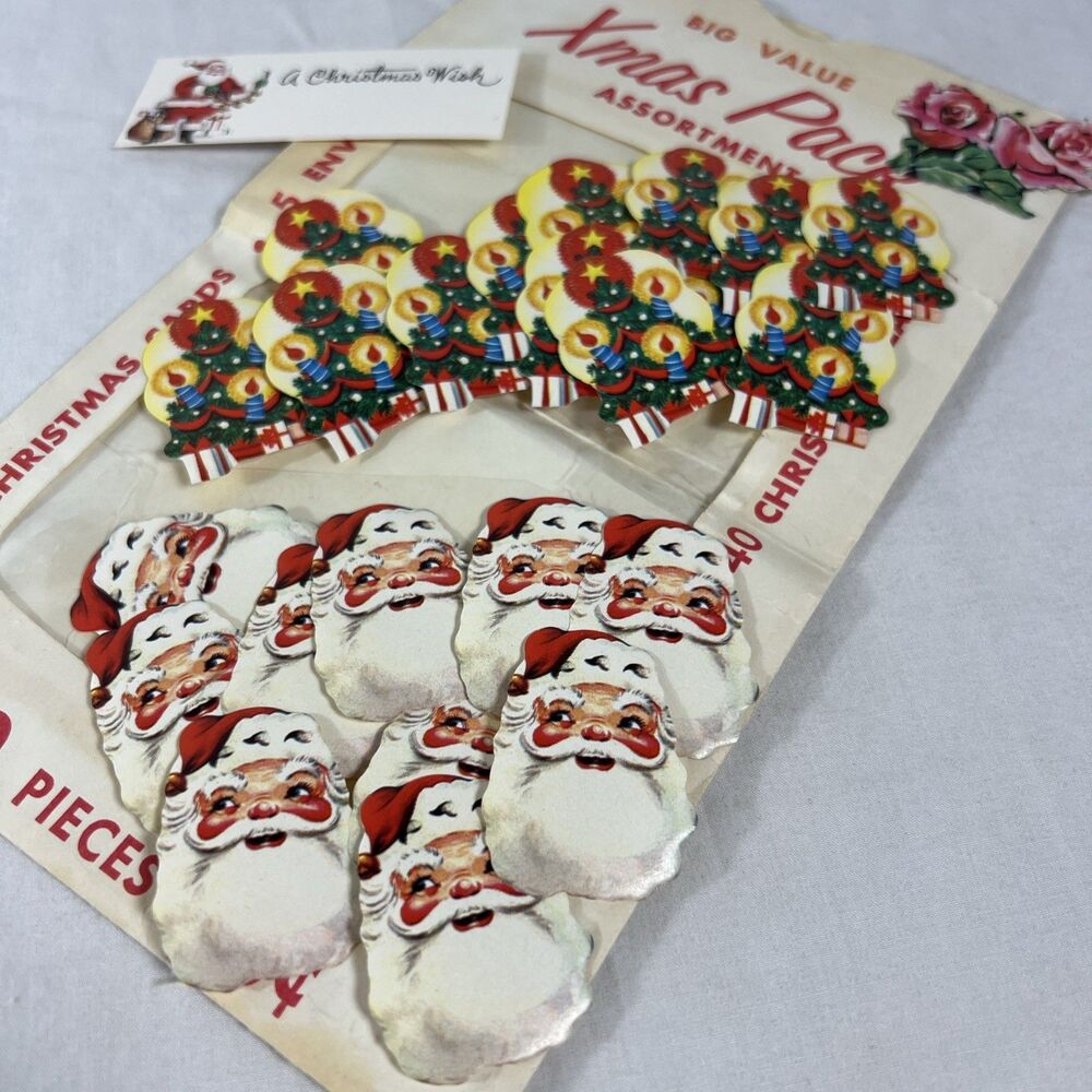 Vintage Christmas - Paper Decorations - Small (non stick) Decals - Scrapbooking